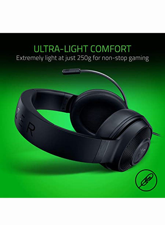 ريزر - Razer Kraken X: سماعة ألعاب بصوت محيطي 7.1 مع توافق متعدد المنصات، تصميم مريح وخفيف للغاية بوزن 250 جيجا - أسود كلاسيكي - Image 1