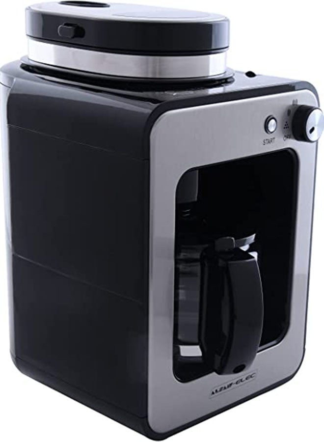 ALSAIF-ELEC Electric Fresh Coffee Machine With Two Grinding Option 580 ml 600 W E03410 Silver/Black - Image 3