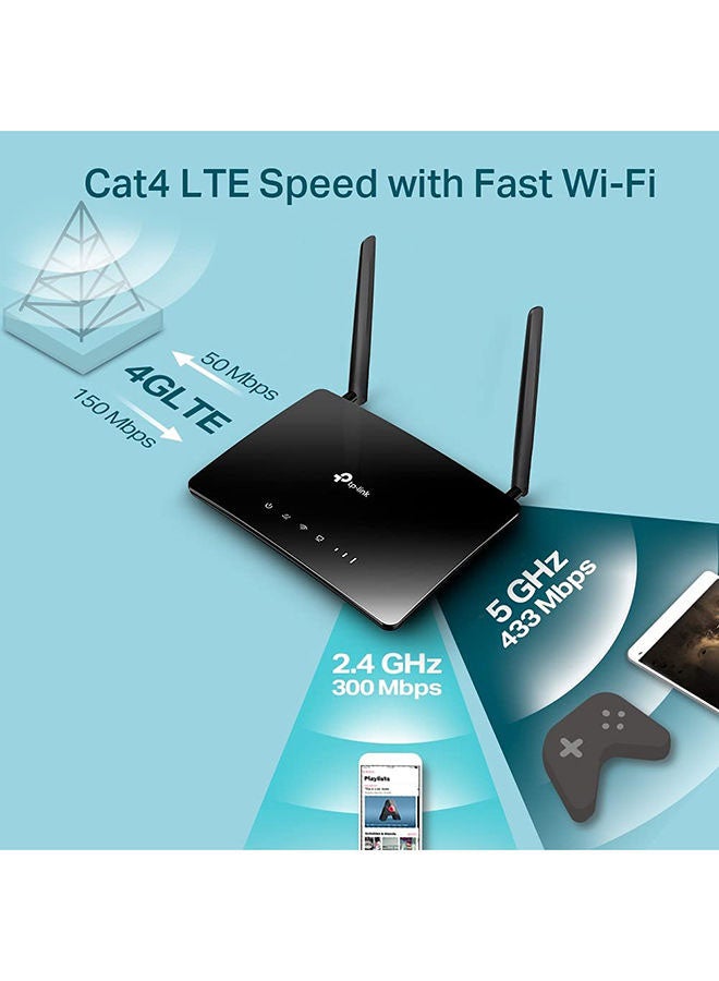 تي بي لينك راوتر آرتشر ثنائي النطاق يدعم تقنية 4G LTE طراز MR200 أسود  - Image 4