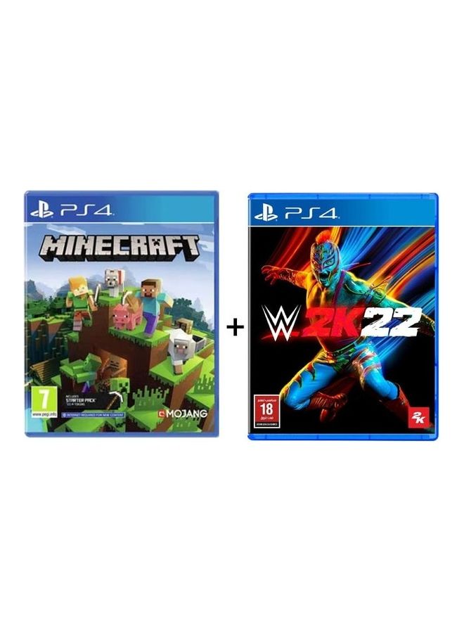 موجانج لعبة "Minecraft" و"WWE 2K22" - بلاي ستيشن 4 (PS4) - Image 1