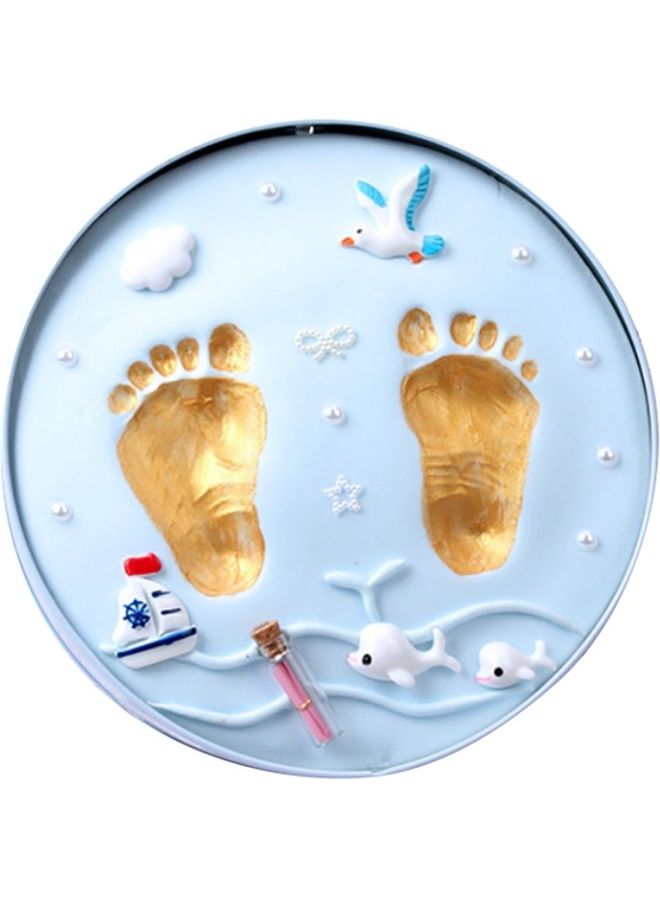 كيدل هدية تذكارية لذكرى ميلاد طفل حديث الولادة من الطين مطبوع عليها بصمة قدم الطفل في ذكرى اكتمال القمر بعد مرور مائة يوم - Image 1