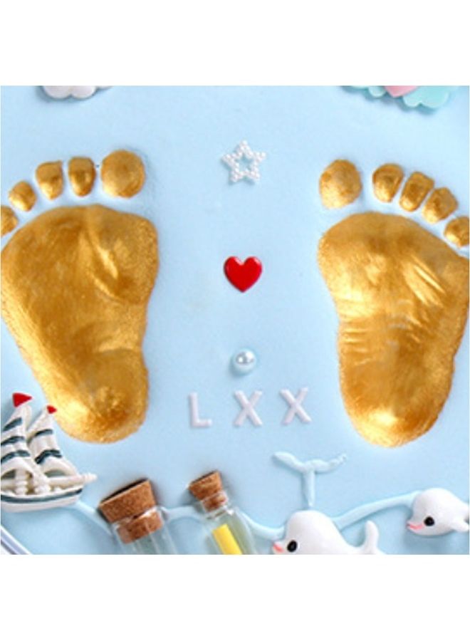 كيدل هدية تذكارية لذكرى ميلاد طفل حديث الولادة من الطين مطبوع عليها بصمة قدم الطفل في ذكرى اكتمال القمر بعد مرور مائة يوم - Image 3