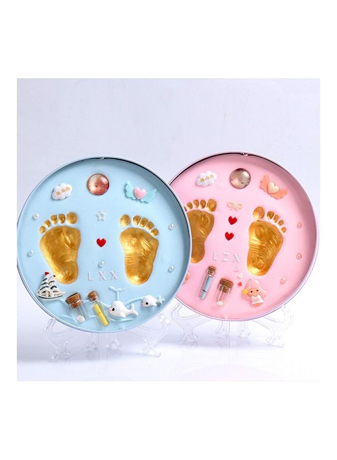 كيدل هدية تذكارية لذكرى ميلاد طفل حديث الولادة من الطين مطبوع عليها بصمة قدم الطفل في ذكرى اكتمال القمر بعد مرور مائة يوم - Image 4