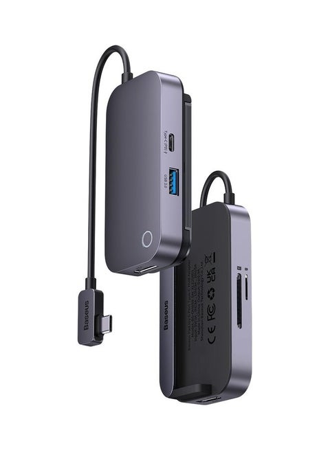 USB C Hub, 6-in-1 USB Adapter for 2018/2021 iPad Pro 11/12.9 with USB C port, USB 3.0, 4K HDMI, 100W Fast Charging, SD/TF Card Reader, 3.5mm Audio Jack Grey