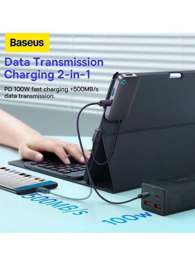 USB C Hub, 6-in-1 USB Adapter for 2018/2021 iPad Pro 11/12.9 with USB C port, USB 3.0, 4K HDMI, 100W Fast Charging, SD/TF Card Reader, 3.5mm Audio Jack Grey