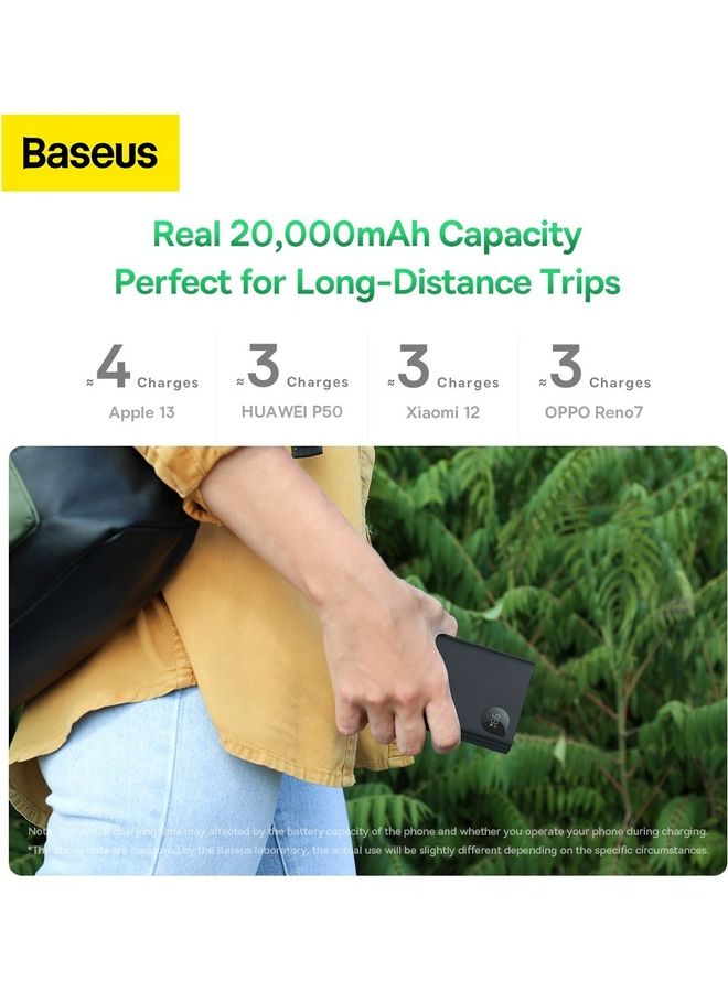 Baseus - 20000 mAh Power Bank PD 20000mAh USB C 30W Power Delivery Digital Display Battery Pack with 1 Input and 3 Output Compatible for Apple,Huawei,OPPO Xiaomi and many more (VOOC Edition ) Black - Image 1