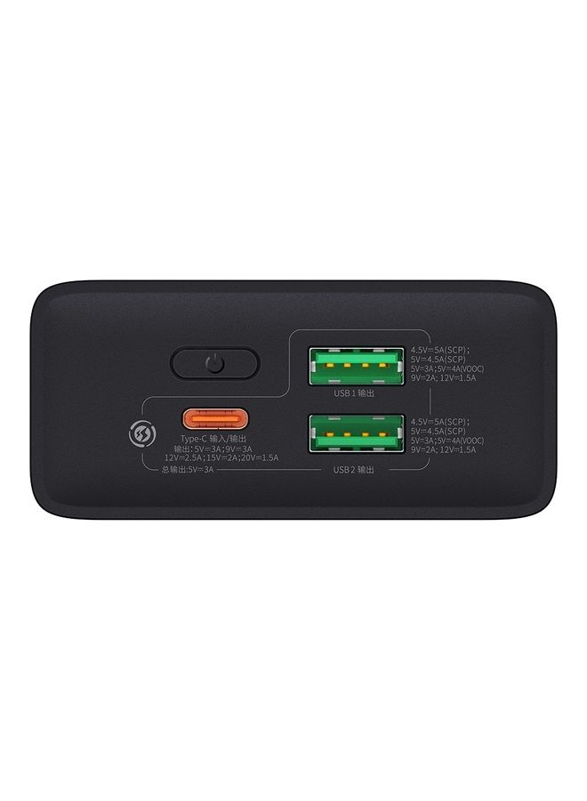 Baseus - 20000 mAh Power Bank PD 20000mAh USB C 30W Power Delivery Digital Display Battery Pack with 1 Input and 3 Output Compatible for Apple,Huawei,OPPO Xiaomi and many more (VOOC Edition ) Black - Image 1