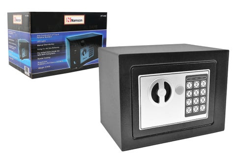 Electronic Digital Battery Operated Safe Deposit Box With Digital Pin Keypad And Manual Override Keys White/Black 20x31x20cm