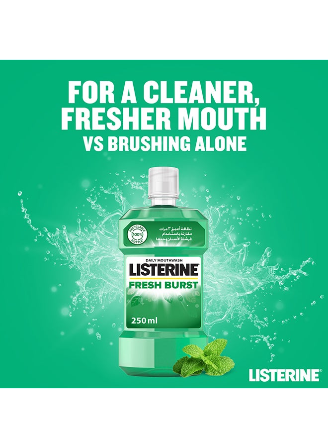 Listerine Fresh Burst Daily Mouthwash With Germ Killing Oral Care Formula To Reduce Plaque 250ml  - Image 2