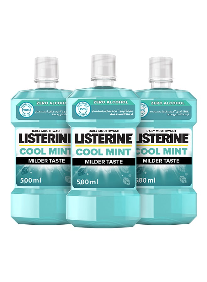 Listerine Cool Mint Flavour Daily Mouthwash Milder Taste 500ml Pack of 3  - Image 1