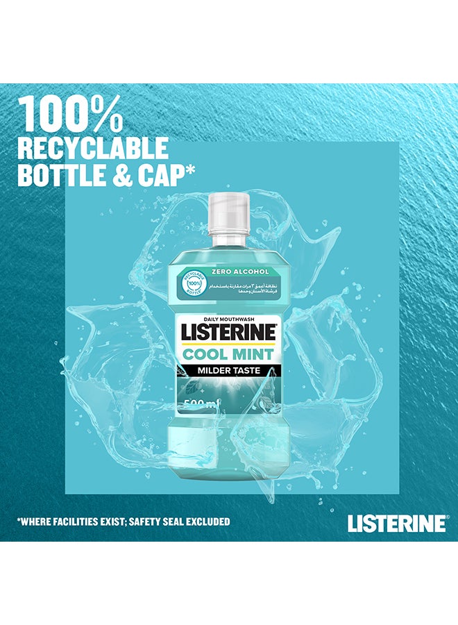 Cool Mint Flavour Daily Mouthwash Milder Taste 500ml Pack of 3