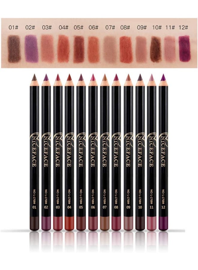 NICEFACE - 12-Piece Waterproof Lipliner Pencil Set Multicolour - Image 1