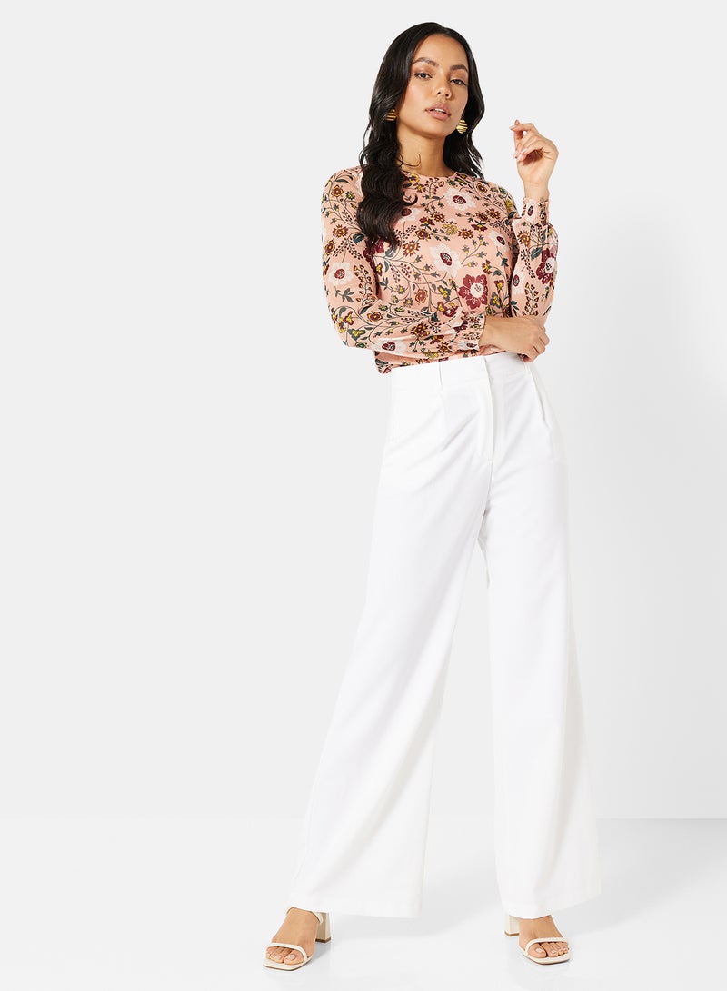 I.Scenery - All-Over Floral Print Top Pink - Image 1