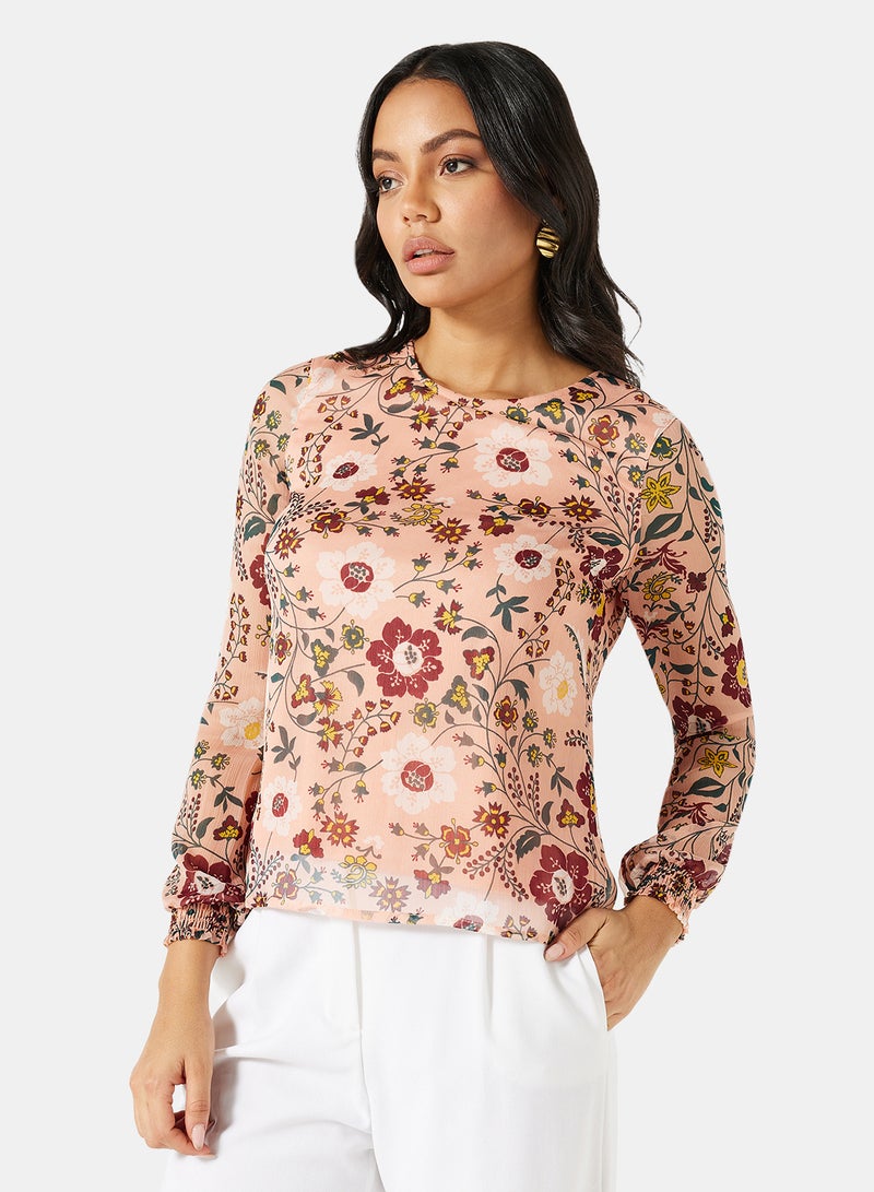 I.Scenery - All-Over Floral Print Top Pink - Image 1