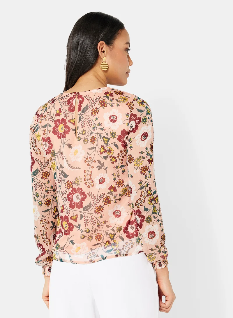 I.Scenery All-Over Floral Print Top