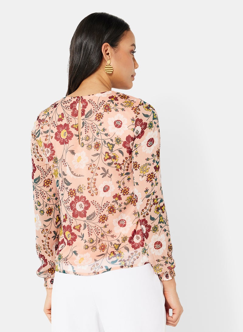 I.Scenery - All-Over Floral Print Top Pink - Image 1