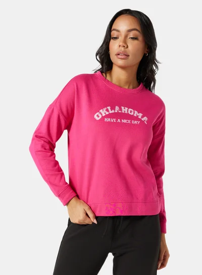 I.Scenery Graphic Sweatshirt Pink