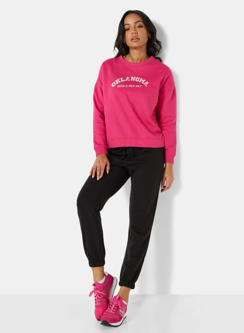 I.Scenery Graphic Sweatshirt Pink
