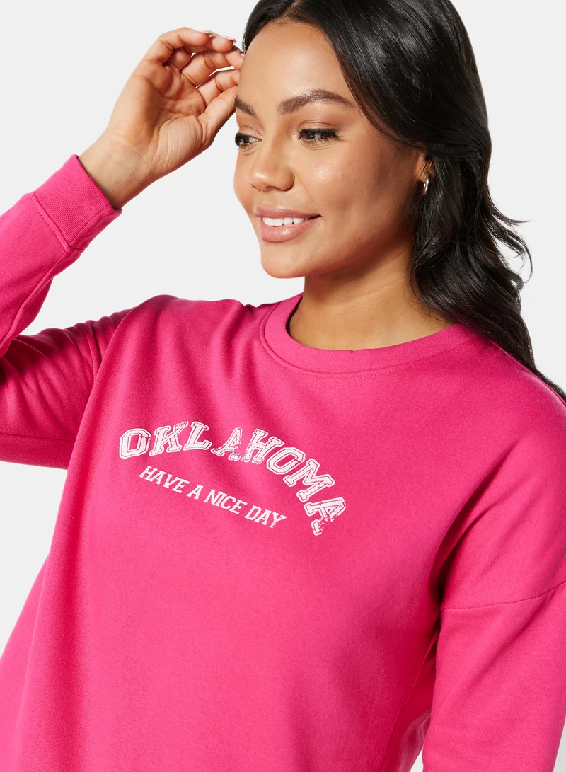 I.Scenery Graphic Sweatshirt Pink