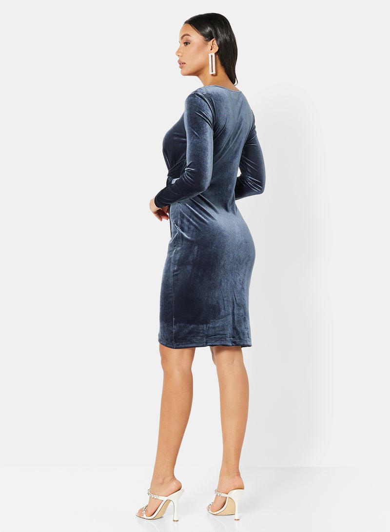 I.Scenery - Front Twist Mini Dress Navy - Image 1