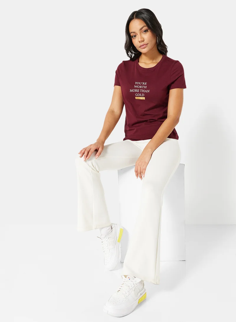 I.Scenery Graphic T-Shirt Burgundy