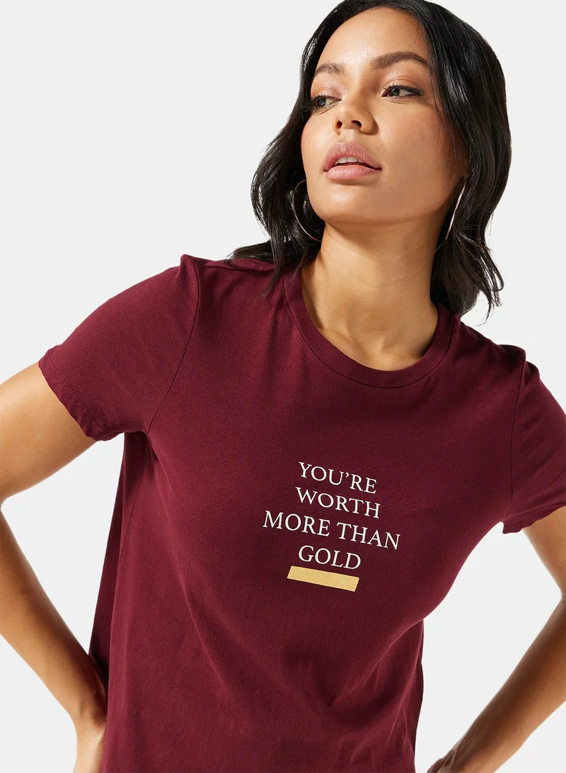 I.Scenery Graphic T-Shirt Burgundy