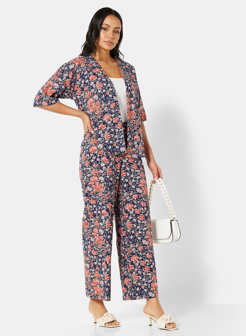 I.Scenery Floral Short Kimono Navy  - Image 4