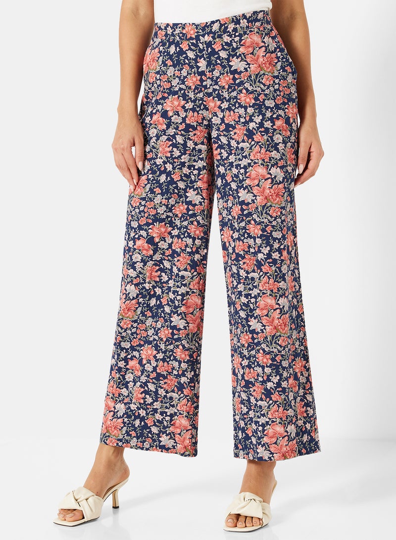 I.Scenery - Floral Flared Pants Navy - Image 1
