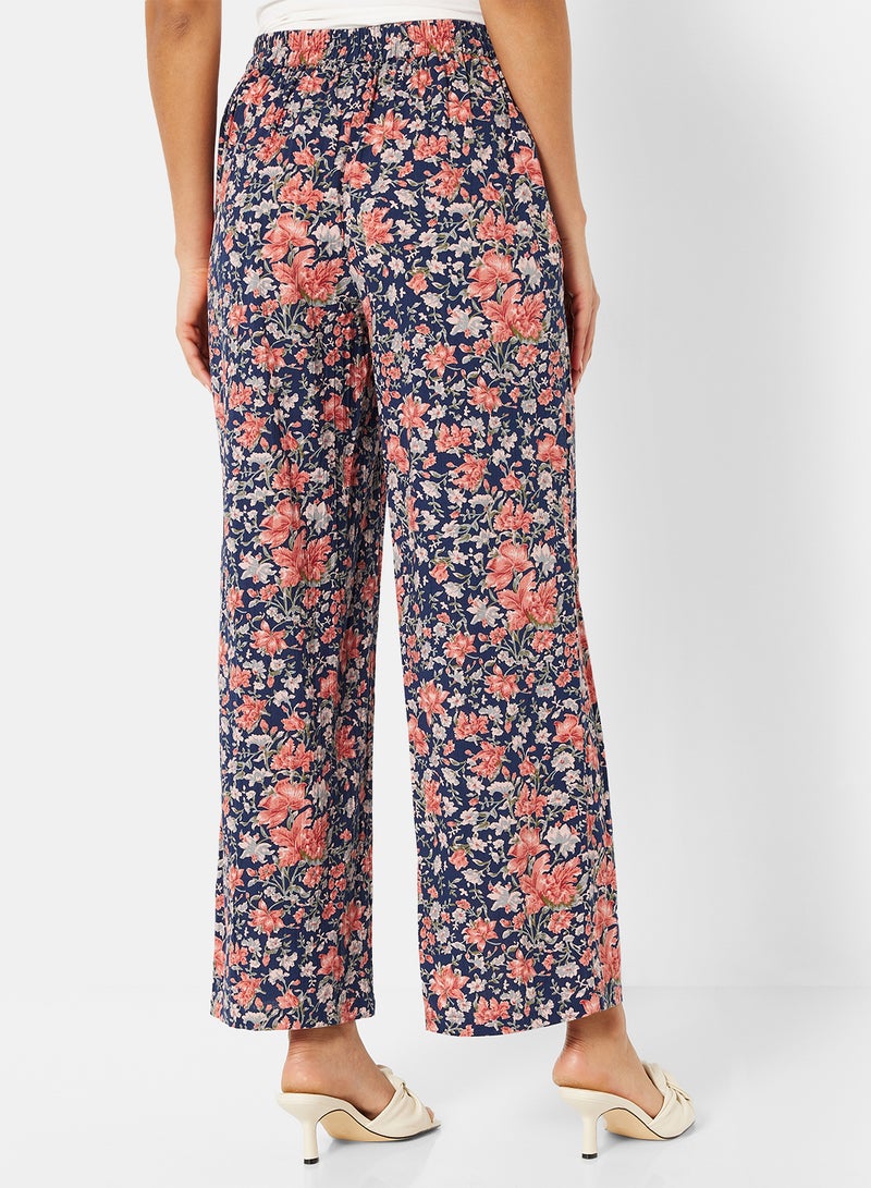 I.Scenery - Floral Flared Pants Navy - Image 1