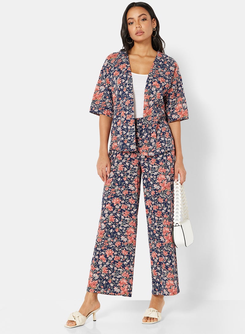 I.Scenery - Floral Flared Pants Navy - Image 1