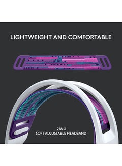 Logitech G733 LightSpeed Wireless RGB Gaming Headset, PRO-G 40mm Driver, 6mm Cardioid Pickup Pattern Microphone, DTS Headphone X 2.0 Surround Sound, 16.8m Light Color, White | 981-000883  - Image 2
