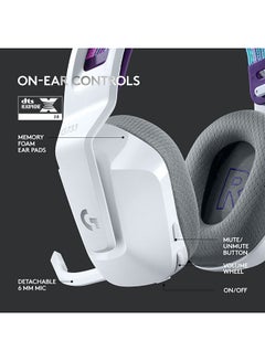Logitech G733 LightSpeed Wireless RGB Gaming Headset, PRO-G 40mm Driver, 6mm Cardioid Pickup Pattern Microphone, DTS Headphone X 2.0 Surround Sound, 16.8m Light Color, White | 981-000883  - Image 5