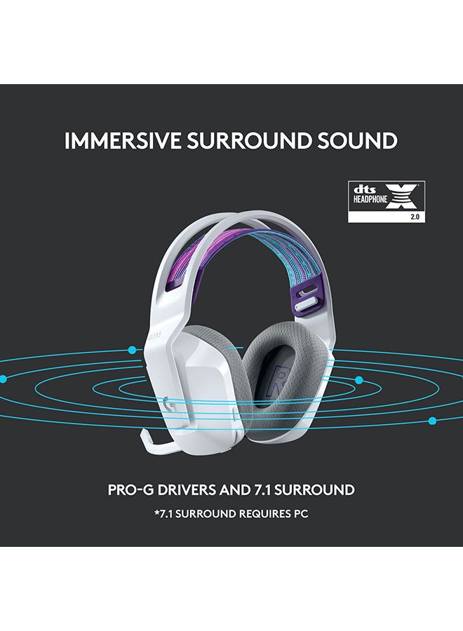 Logitech - G733 LightSpeed Wireless RGB Gaming Headset, PRO-G 40mm Driver, 6mm Cardioid Pickup Pattern Microphone, DTS Headphone X 2.0 Surround Sound, 16.8m Light Color, White | 981-000883 - Image 1