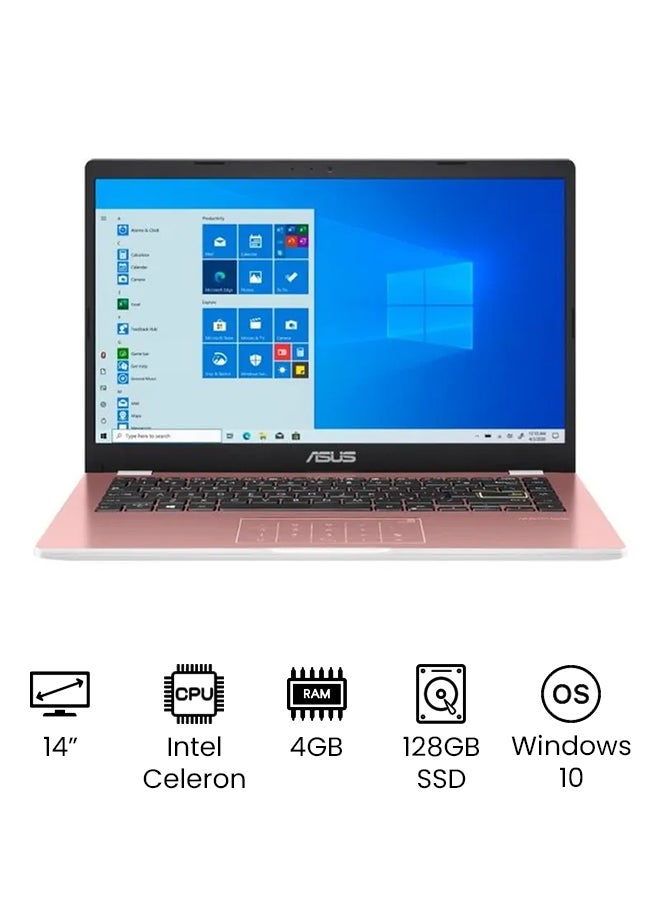 ASUS - E410MA-202 Laptop With 14-Inch HD Display, Celeron Processer/4GB RAM/128GB SSD/Intel UHD Graphics/Windows 10 /International Version English Pink - Image 1