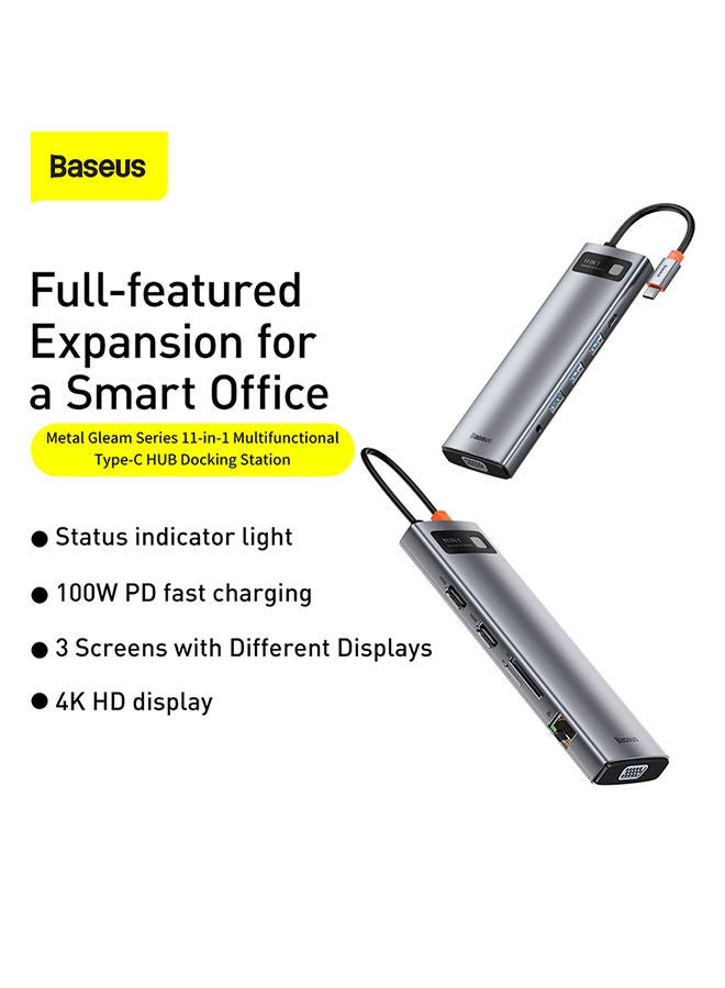 Baseus - 11 in 1 USB C Hub Docking Station Adapter with 4K HDMI for MacBook Pro, Surface Pro, iPad Pro and Other Type C Devices Space Grey - Image 1