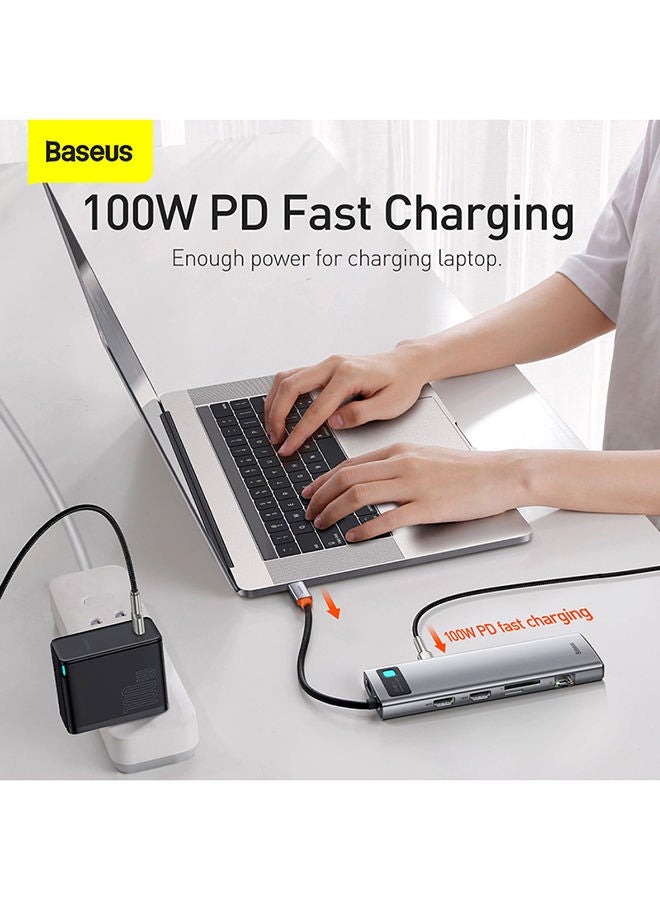 Baseus - 11 in 1 USB C Hub Docking Station Adapter with 4K HDMI for MacBook Pro, Surface Pro, iPad Pro and Other Type C Devices Space Grey - Image 1