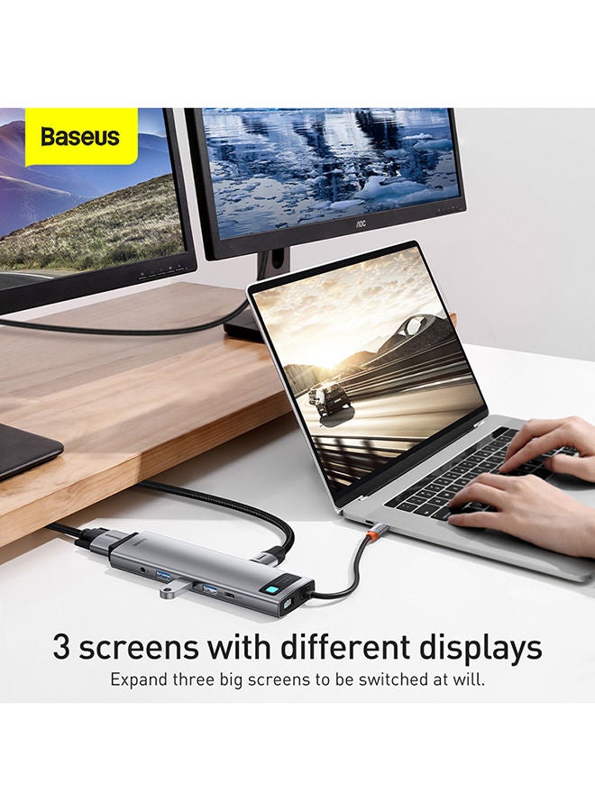 Baseus - 11 in 1 USB C Hub Docking Station Adapter with 4K HDMI for MacBook Pro, Surface Pro, iPad Pro and Other Type C Devices Space Grey - Image 1