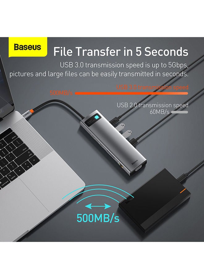 Baseus - 11 in 1 USB C Hub Docking Station Adapter with 4K HDMI for MacBook Pro, Surface Pro, iPad Pro and Other Type C Devices Space Grey - Image 1
