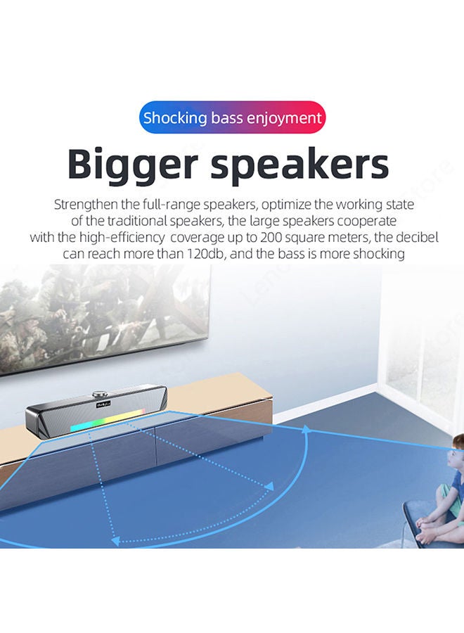 Lenovo - Thinkplus TV computer desktop wired soundbar TS33 speaker USB connection with Bluetooth function TS33-B Black - Image 1