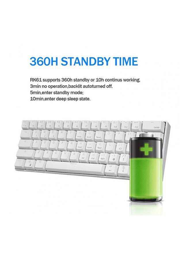 RK61 61-Key White Backlight Bluetooth/2.4G Wireless/USB Wired Three Modes Tablet Computer Mobile Office Gaming Keyboard