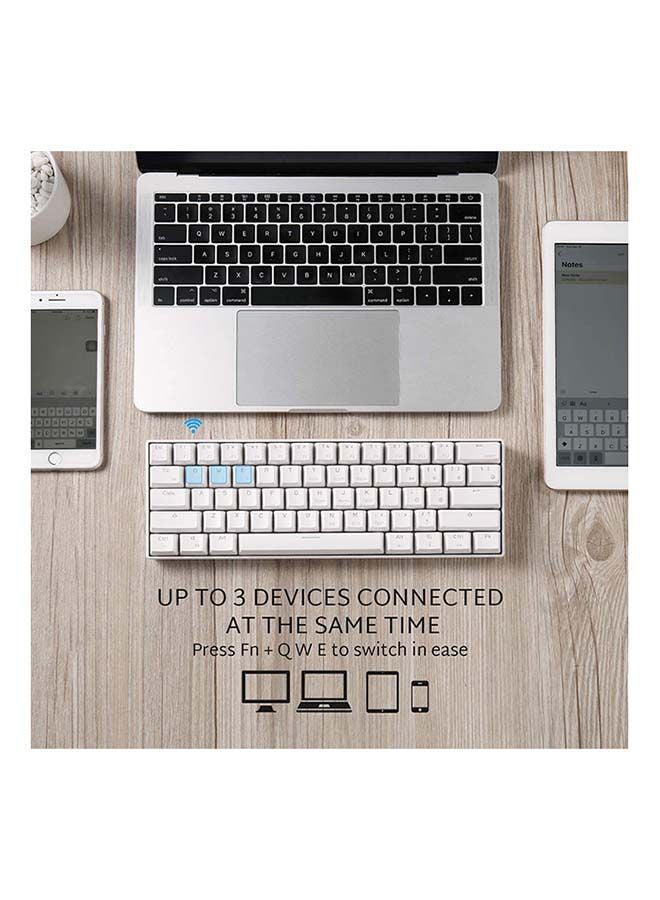 RK61 61-Key White Backlight Bluetooth/2.4G Wireless/USB Wired Three Modes Tablet Computer Mobile Office Gaming Keyboard
