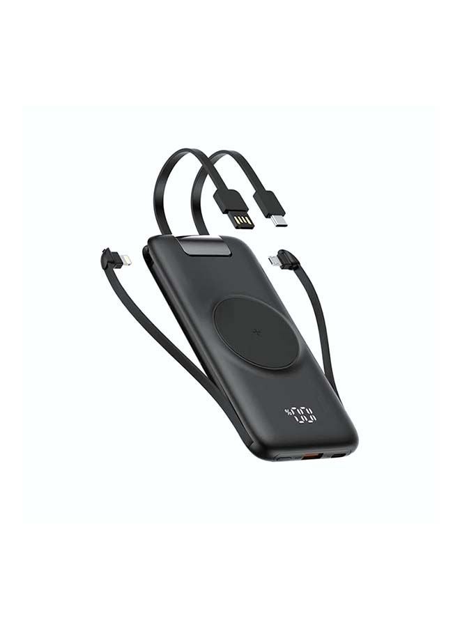 روك بو باور بانك لاسلكي 10000 مللي أمبير/ساعة 10000 مللي أمبير/ساعة بقدرة 12 وات متوافق مع أجهزة iPhone/iPad/Samsung Galaxy والأجهزة الذكية الأخرى أسود أسود - Image 1