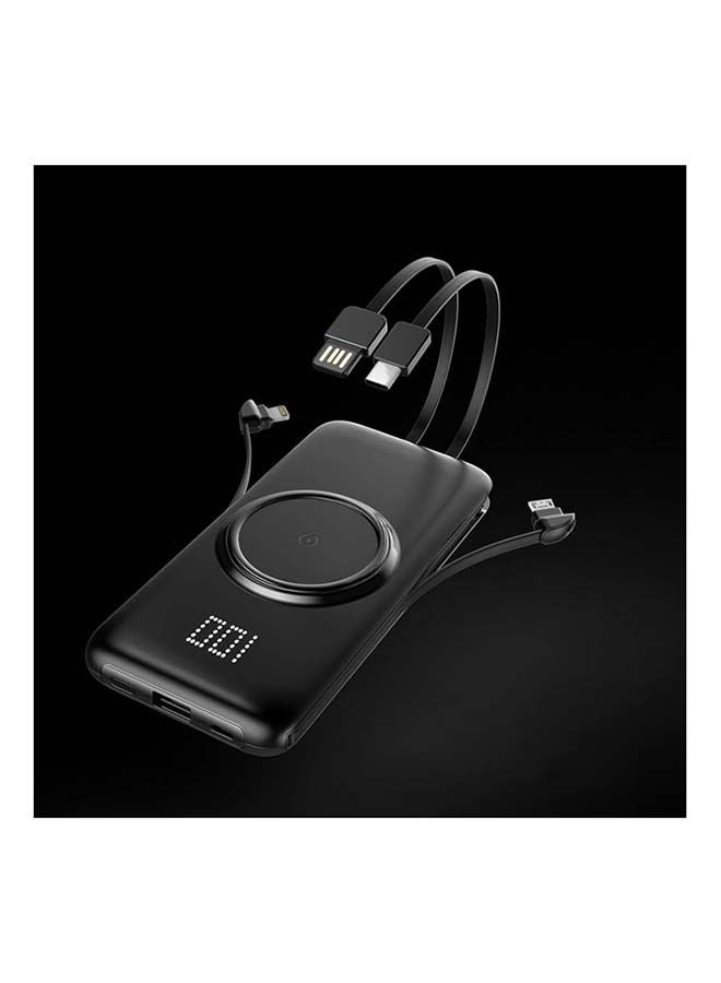 روك بو باور بانك لاسلكي 10000 مللي أمبير/ساعة 10000 مللي أمبير/ساعة بقدرة 12 وات متوافق مع أجهزة iPhone/iPad/Samsung Galaxy والأجهزة الذكية الأخرى أسود أسود - Image 3