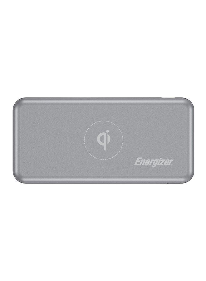 Energizer - 10000 mAh Ultimate Qi Wireless Power Bank, Dual Outputs, USB-C Power Delivery Output For iPhone/ iPad, 18W Smart USB-A Fast Charging For Samsung Huawei, Redmi, OnePlus, Oppo, Vivo, Quick Recharging, LED Indicator, PowerSafe Management, 18W Grey - Image 1