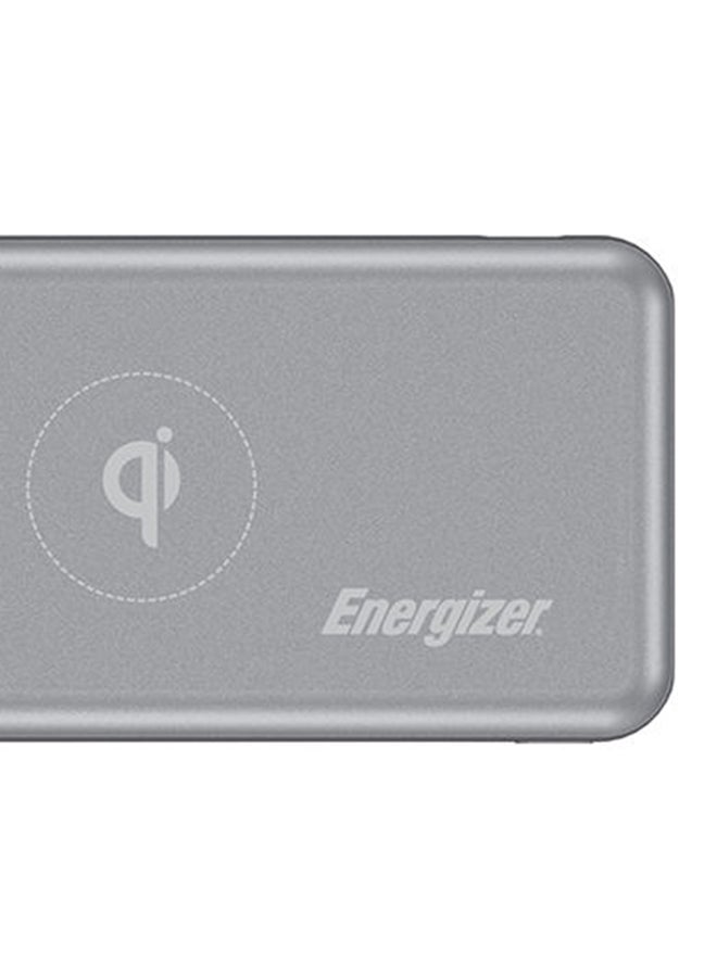 Energizer - 10000 mAh Ultimate Qi Wireless Power Bank, Dual Outputs, USB-C Power Delivery Output For iPhone/ iPad, 18W Smart USB-A Fast Charging For Samsung Huawei, Redmi, OnePlus, Oppo, Vivo, Quick Recharging, LED Indicator, PowerSafe Management, 18W Grey - Image 1