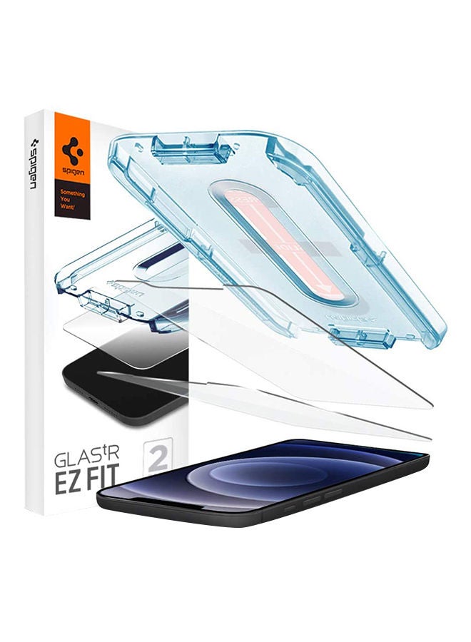 Spigen - GLAStR EZ FIT [2 Pack] designed for iPhone 12 and iPhone 12 PRO Screen Protector (6.1 inch) Premium Tempered Glass - [Case Friendly] Clear - Image 1