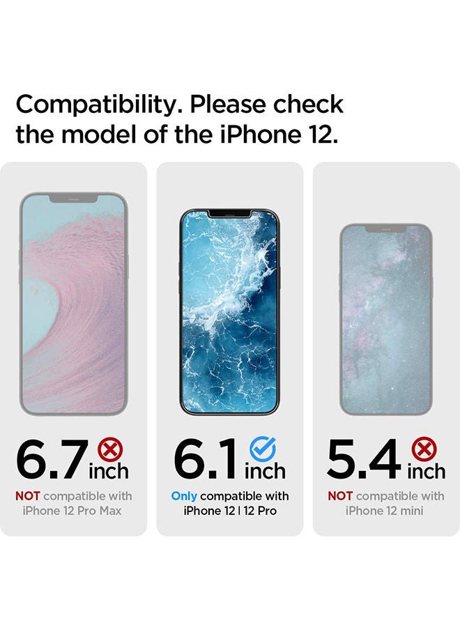 Spigen - GLAStR EZ FIT [2 Pack] designed for iPhone 12 and iPhone 12 PRO Screen Protector (6.1 inch) Premium Tempered Glass - [Case Friendly] Clear - Image 1