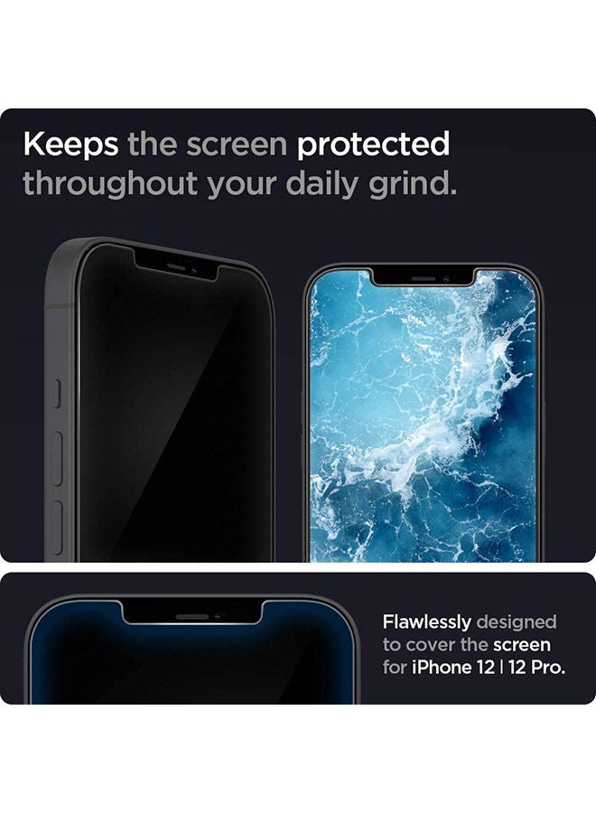 Spigen - GLAStR EZ FIT [2 Pack] designed for iPhone 12 and iPhone 12 PRO Screen Protector (6.1 inch) Premium Tempered Glass - [Case Friendly] Clear - Image 1