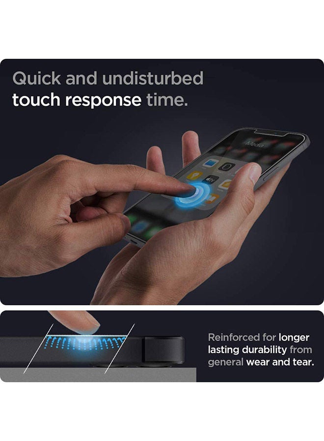Spigen - GLAStR EZ FIT [2 Pack] designed for iPhone 12 and iPhone 12 PRO Screen Protector (6.1 inch) Premium Tempered Glass - [Case Friendly] Clear - Image 1
