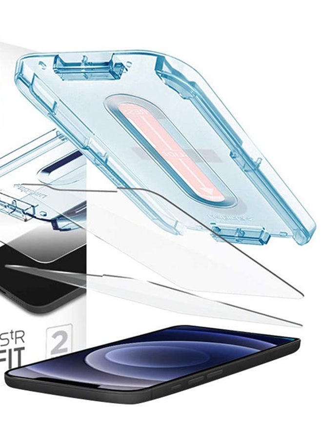 Spigen - GLAStR EZ FIT [2 Pack] designed for iPhone 12 and iPhone 12 PRO Screen Protector (6.1 inch) Premium Tempered Glass - [Case Friendly] Clear - Image 1